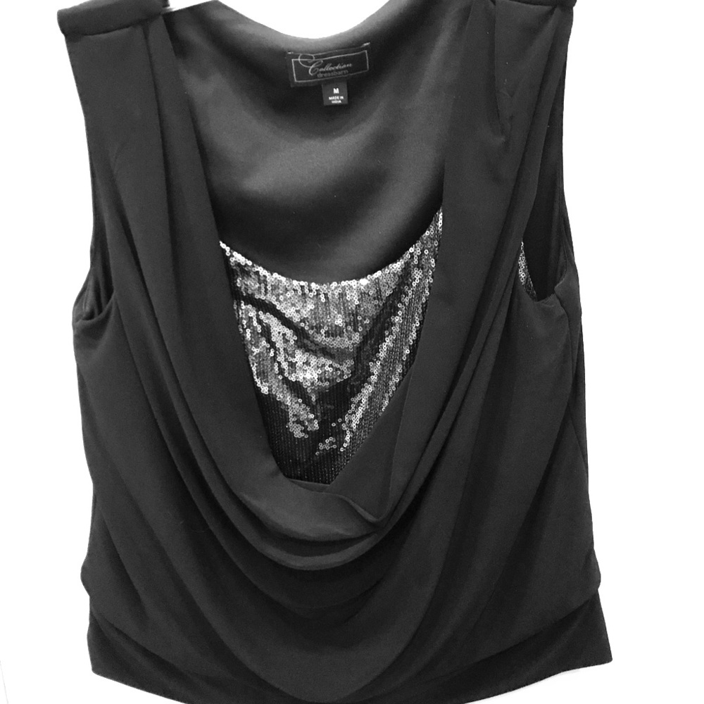 Black tank top with sequined inset size M